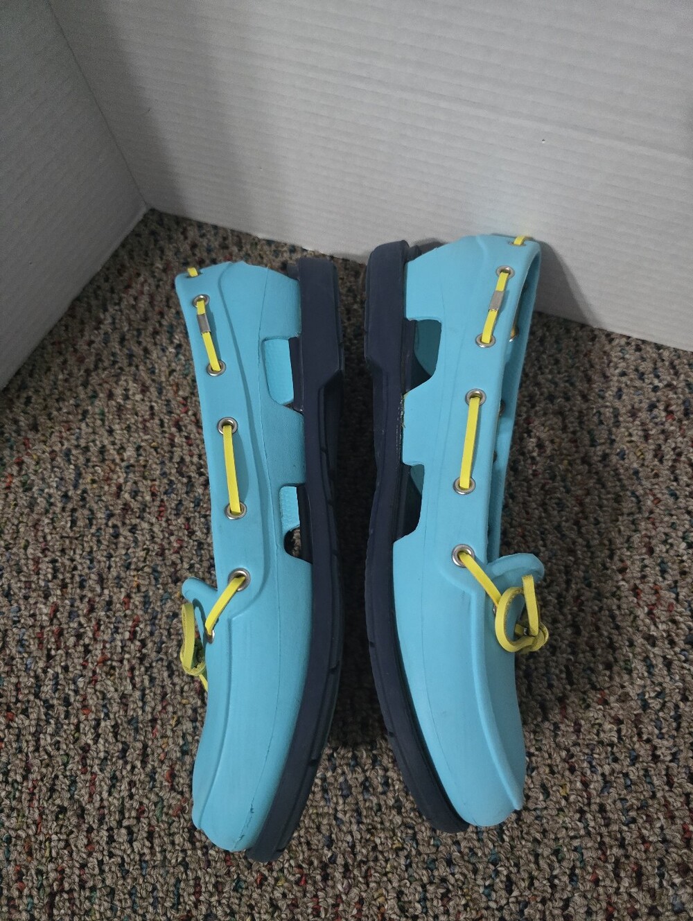Crocs Boat Shoes Sandals # 14261 Women's 11 Blue Yellow - Picture 6 of 9